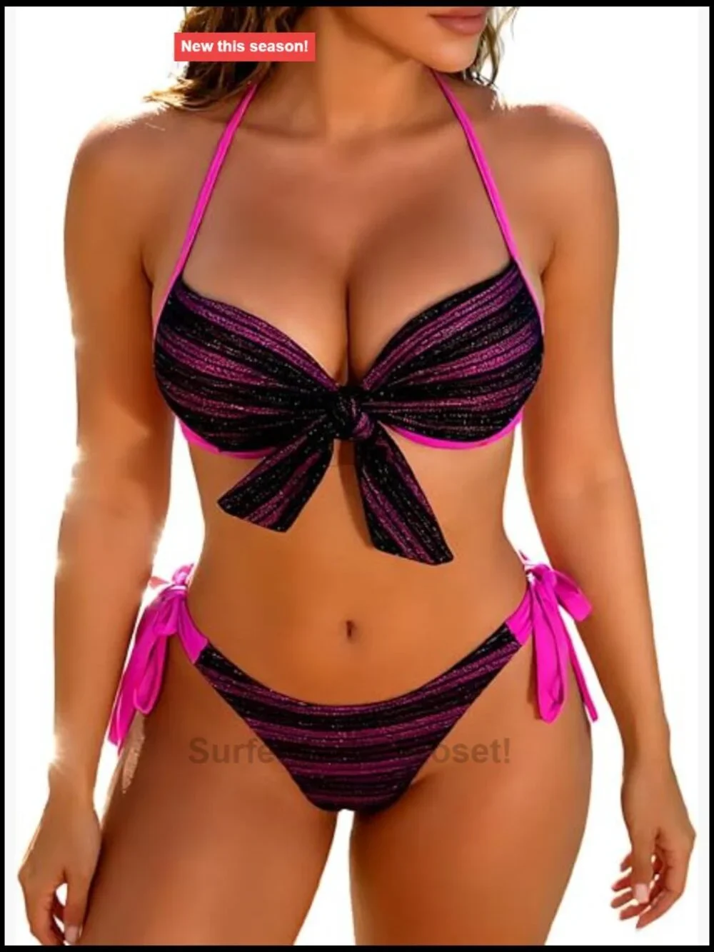 Push Up Bikini Set, Halter String High Cut, Underwire Cheeky, 2 Piece Swimwear